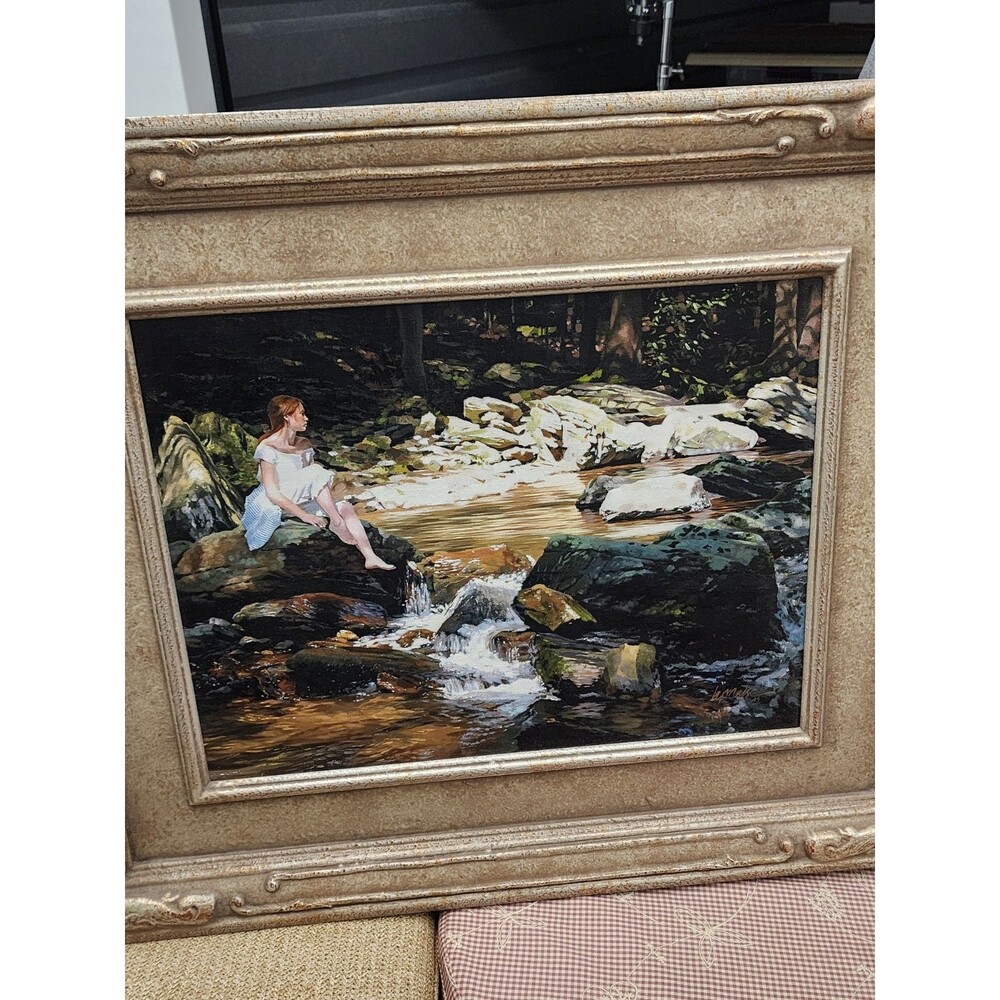 Hiede Presse Original Framed Signed Oil Painting "Rushing Stream" 2004